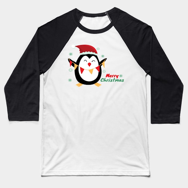 Cute Christmas Penguin Baseball T-Shirt by sara99